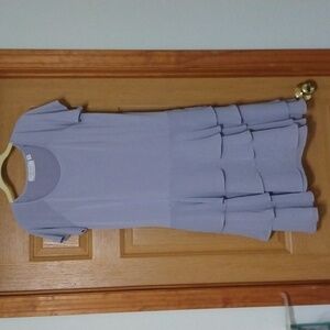 SIMONTON SAYS LIGHT LAVENDER SCOOP NECK, RUFFLE HEM SHORT SLEEVED DRESS NWOT